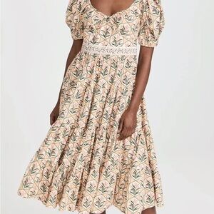 NWT Agua Bendita Palmera Chan Chan Midi Sleeve Dress